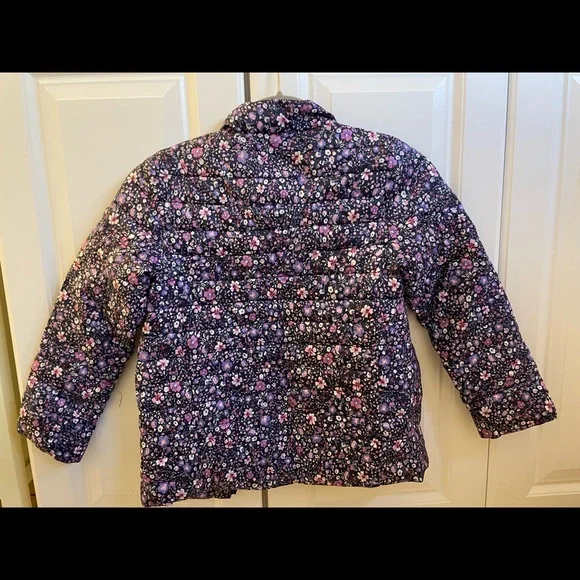 Lands' End Kids Floral Puffer Jacket - Purple and Pink - Picture 2 of 3